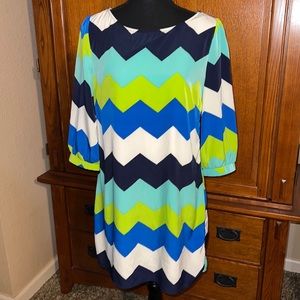 Pink Owl Multicolored Chevron Printed Dress
